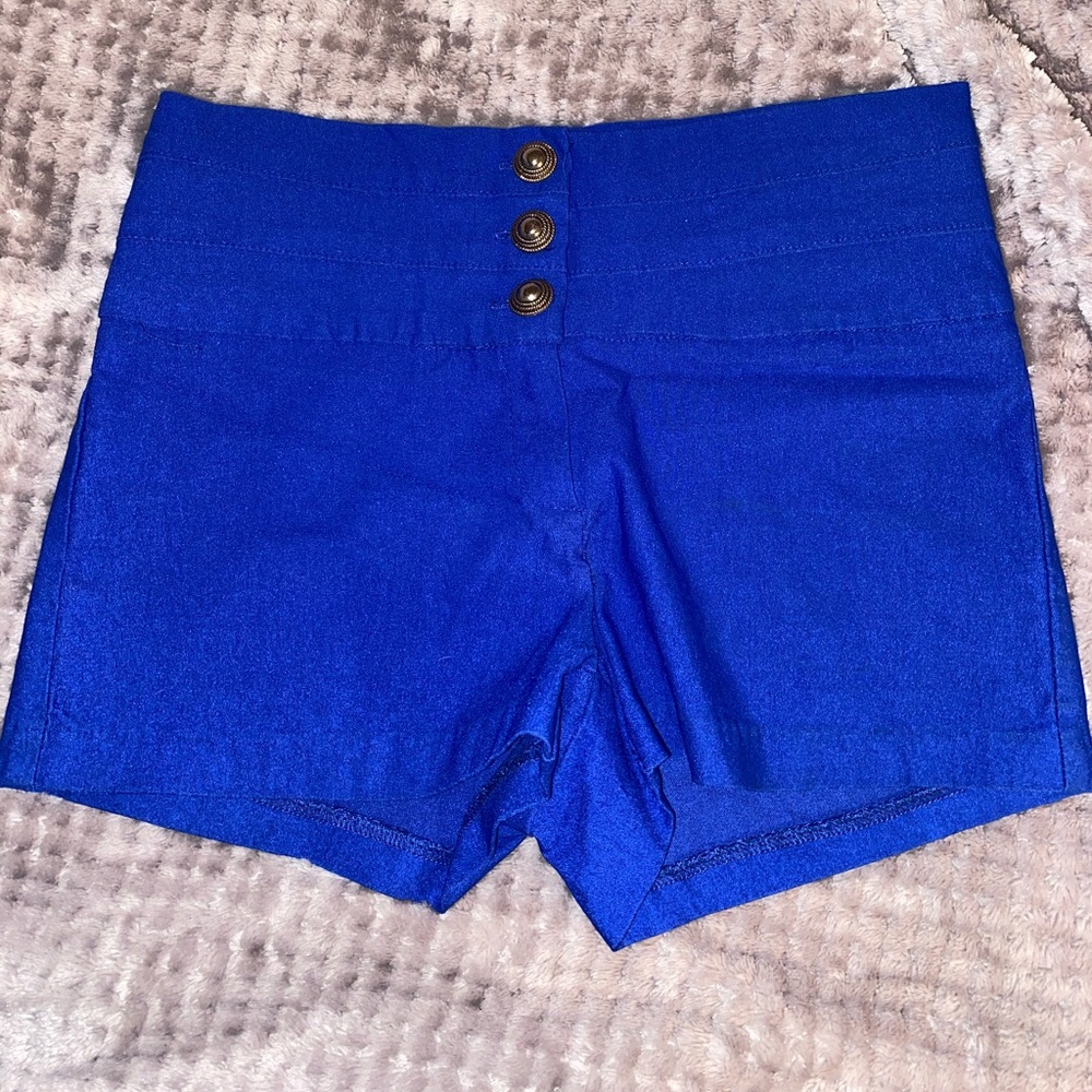 Royal blue shorts with buttons